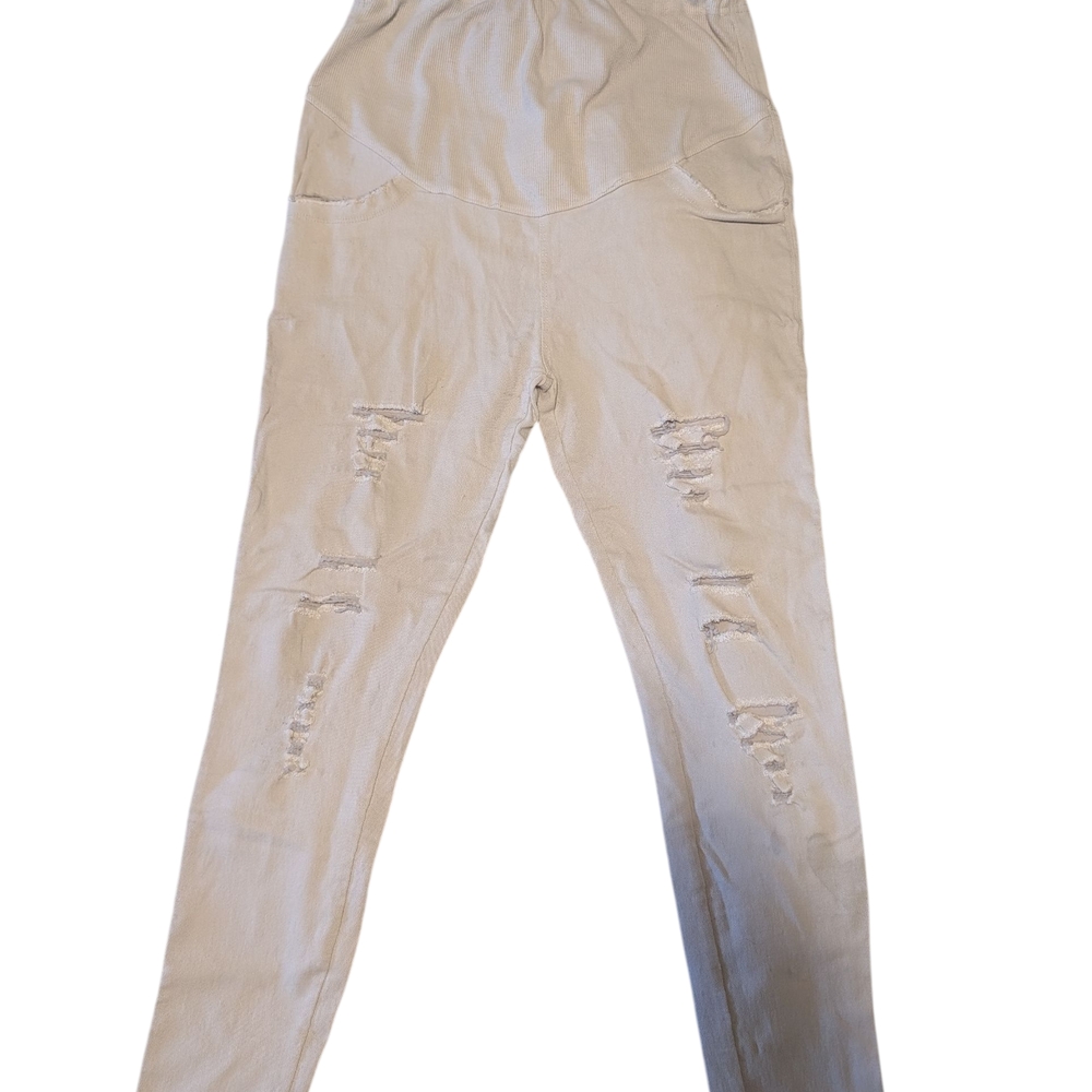 Maternity Distressed Beige Jean Pants
